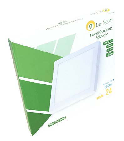 PLAFON LED SOBREPOR QUADRADO 24W BRANCO FRIO LUZ SOLLAR