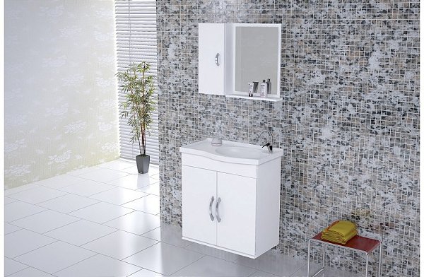 GABINETE BANHEIRO VERONA COM ESPELHO 55.5CM BRANCO
