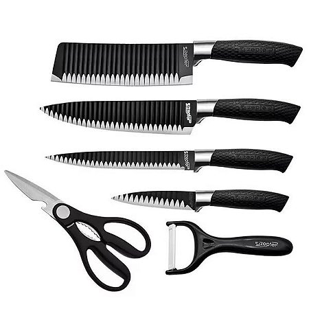 CONJUNTO FACAS AÇO INOX 6 PEÇAS PRETA