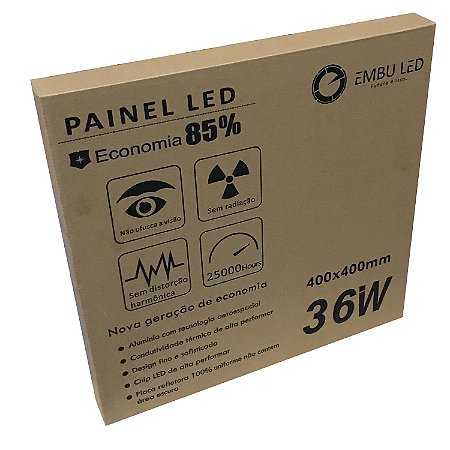 PAINEL LED SOB QUADRADO 36W 40X40CM EMBULED