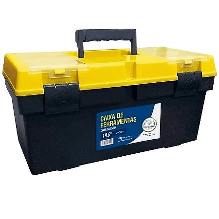 CAIXA DE FERRAMENTAS POLIPROPILENO 19,5" AMARELA/PRETA METASUL