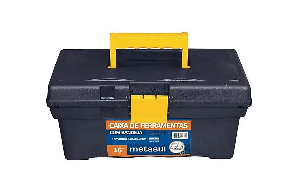 CAIXA DE FERRAMENTAS POLIPROPILENO 16" PRETA METASUL