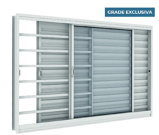 VENEZIANA VITROLAR 3FOLHAS COM GRADE E  VIDRO 150X100X12 BRANCO