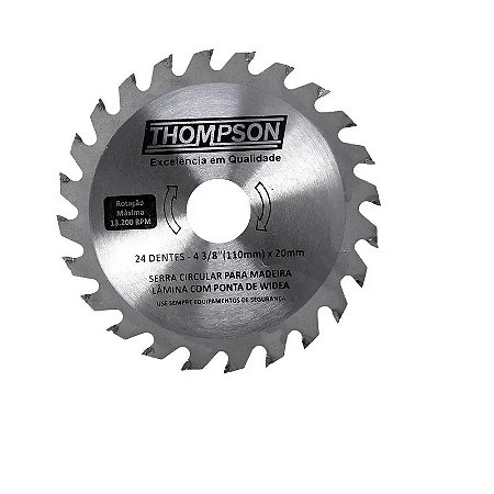 DISCO SERRA CIRCULAR 4.3/8 24 DENTES THOMPSON