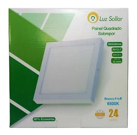 PAINEL LED SOBREPOR QUADRADO 18W BRANCO FRIO LUZ SOLAR