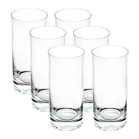 JOGO 6 COPOS ALTOS BARWARE CRISTAL 250ML