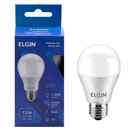 LÂMPADA LED BULBO 12W BIVOLT 6500K ELGIN