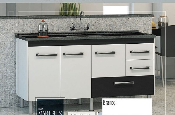 GABINETE DE COZINHA MARTICONI 150CM MARTIPLUS BRANCO