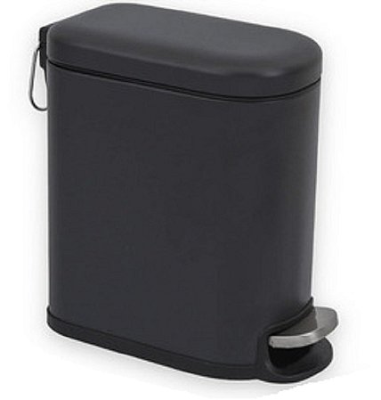LIXEIRA MODERNA RETA SLIM COM PEDAL 6L PRETA