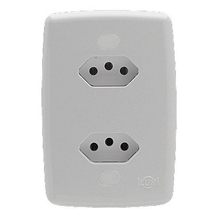 CONJUNTO TOMADA DUPLA 4X2 CINZA 10A ILUMI