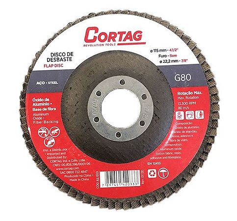 DISCO DE DESBASTE FLAP 4.1/2 G80 CORTAG