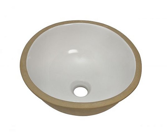 CUBA EMBUTIR FIORI REDONDA BRANCO 35X35X16CM