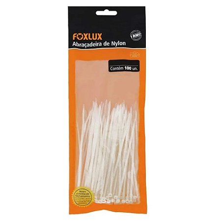 ABRAÇADEIRA NYLON BRANCA 2.5 X 100 FOXLUX