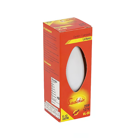 LÂMPADA VELA LEITOSA E12 25W X 127V SADOKIN