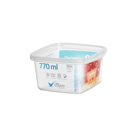 POTE PLÁSTICO QUADRADO VOLARE  770ML COM TAMPA ROSA