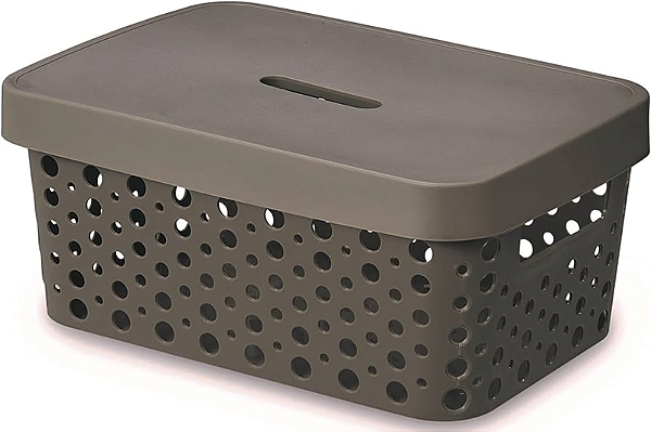 CESTO ORGANIZADOR COM TAMPA 4,5 LITROS MARROM
