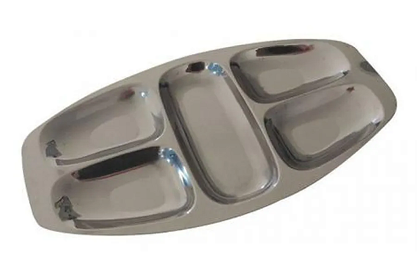 PETISQUEIRA INOX 42X25CM CLASSIC 5 DIVISÓRIA MEGAINO