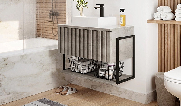 GABINETE MGM FRISE 80CM METALON CIMENTO