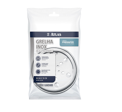 GRELHA REDONDA INOX COM CAIXA 10CM ATLAS