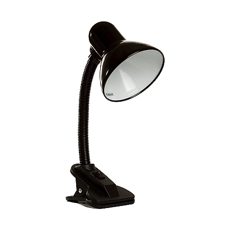 LUMINÁRIA DE MESA COM GARRA E-27 PRETA