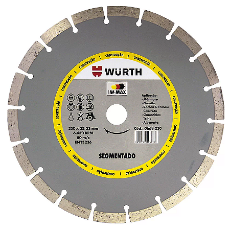 DISCO CORTE DIAMANTADO 230MM SEGMENTADO WURTH