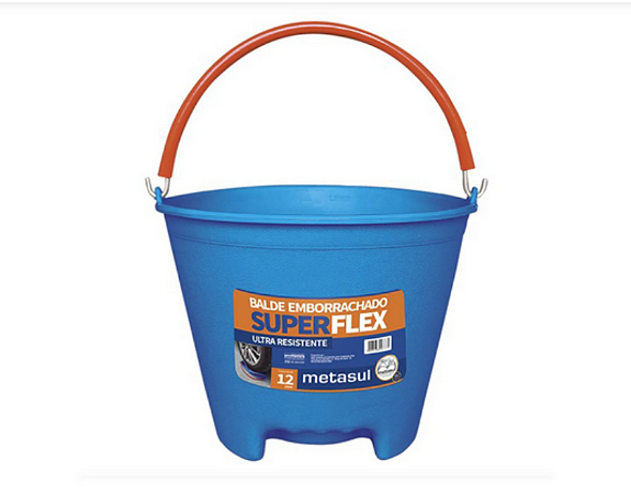 BALDE EMBORRACHADO SUPERFLEX 12L METASUL AZUL