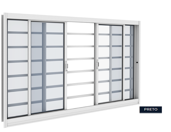 VITRO VITROLAR 4 FOLHAS COM GRADE VIDRO 150X100X12 PRETO