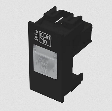 MODULO HABITAT TOMADA REDE PRETA RJ 45 E 8V