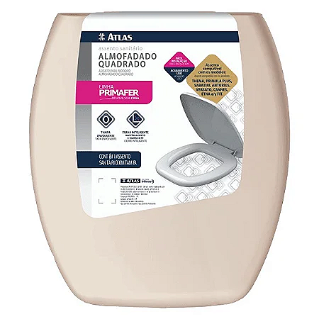 ASSENTO SANITÁRIO ALMOFADADA QUADRADO PLÁSTICO BEGE