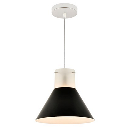 PENDENTE MYKRONOS CROMO COM CUPULA PRETA E BRANCO 1LUZ