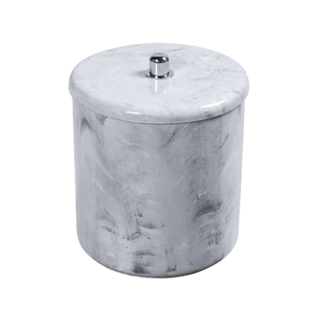 CESTO MULT-USO COM TAMPA 20X25CM BRANCO MARMORIZADO