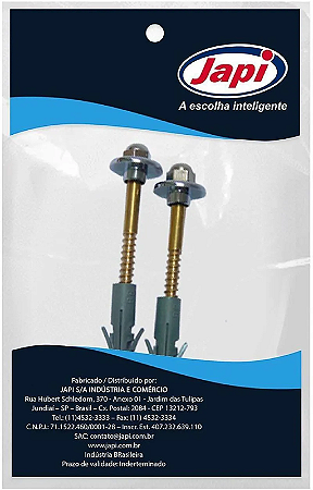 PARAFUSO VASO JAPI LATÃO N10 KIT COM 2 PEÇAS
