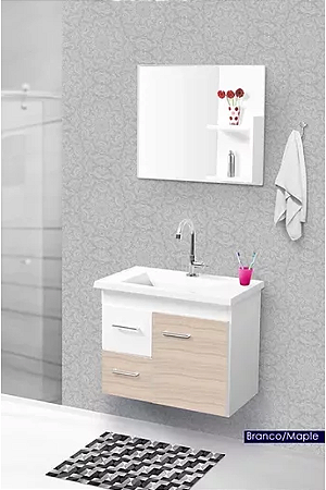 GABINETE BANHEIRO FIMAP QUALITY 0.70CM BRANCO/MAPLE