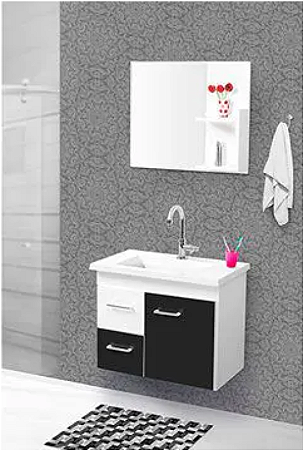 GABINETE BANHEIRO FIMAP QUALITY 0.70CM BRANCO/PRETO