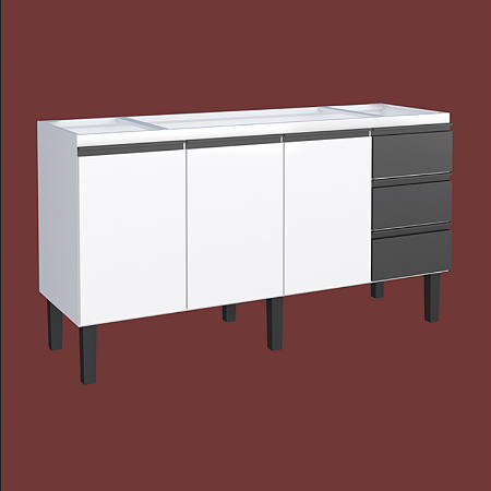 GABINETE COZIMAX AÇO NETUNO BRANCO/PRETO 1535MM