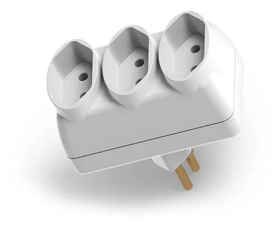 PINO ADAPTADOR BIPOLAR COM 3 SAÍDAS BRANCO FORLUX
