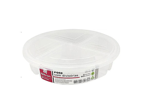 POTE PLÁSTICO 4 DIVISÓRIA 1,1 LITROS TRANSPARENTE NITRON