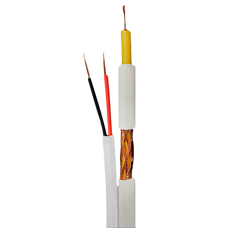 CABO COAXIAL 75 OHMS+2X26AWG BRANCO MEGATRON (VERIFIQUE A DESCRIÇÃO)