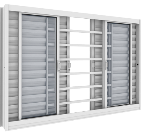 VENEZIANA VITROLAR 6FLS COM GRADE COM VIDRO 200X100X12 BRANCO