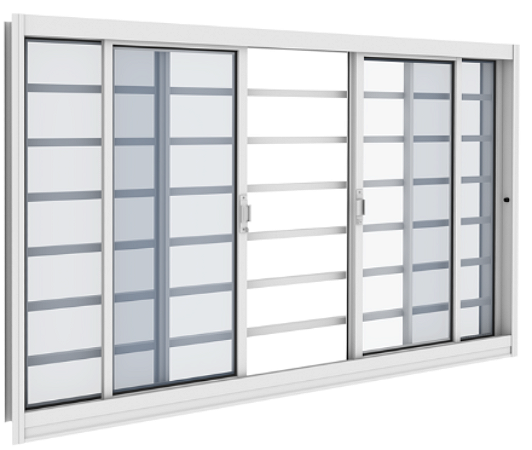 VITRO VITROLAR 4 FOLHAS COM GRADE E VIDRO 200X100X12 BRANCO