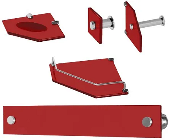 ACESSÓRIO VILDREX 5 PEÇAS CANTO LUXO VERMELHO