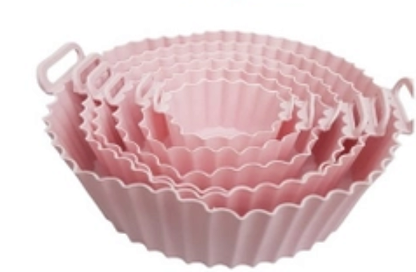 JOGO FORMAS PARA AIR FRYER 6 PEÇAS EM SILICONE ROSA
