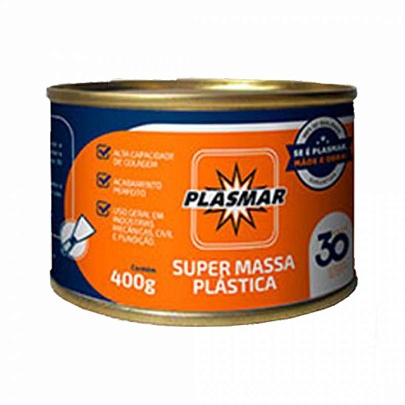 MASSA PLÁSTICA PLASMAR BRANCA 400 GRS