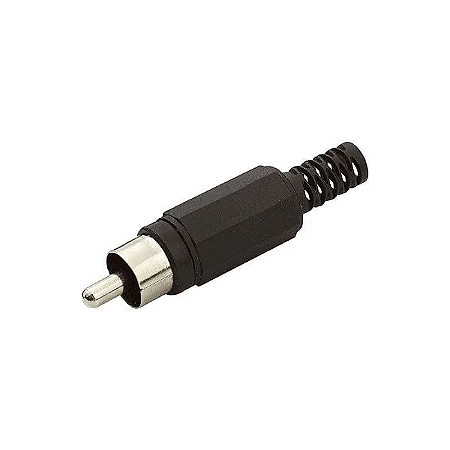 PLUG RCA JACK PLÁSTICO COM PROTETOR PRETO
