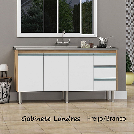 GABINETE COZINHA 1.20 LONDRES FREIJO BRANCO MARTICONI