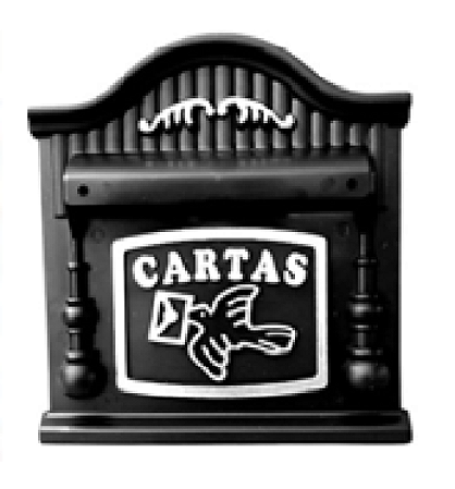 CAIXA CORREIO COLONIAL PRETO COM PRATA PLÁSTICO