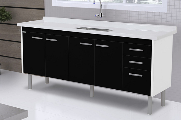GABINETE AJ RORATO VALENZA 192,2CM TEXTURA PRETA