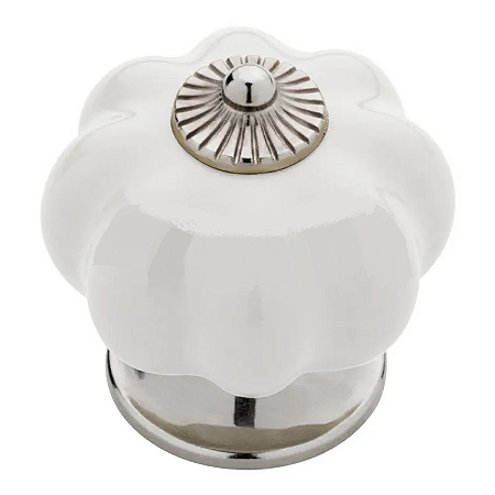 PUXADOR PORCELANA ABOBORA BRANCO C1001
