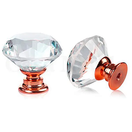 PUXADOR CRISTAL DIAMANTE 30MM BASE ROSEGOLD