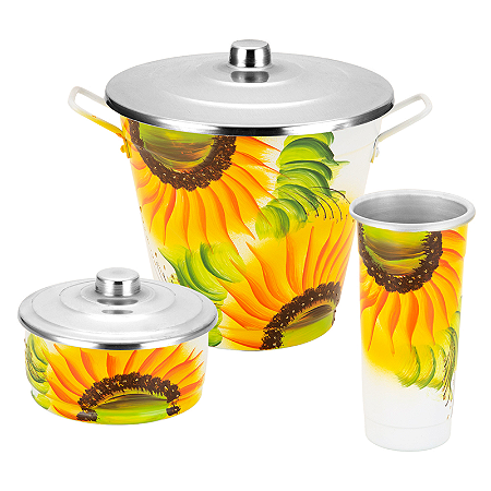 KIT PIA ALUMÍNIO 3 PEÇAS POA REDAR BRANCO / GIRASOL